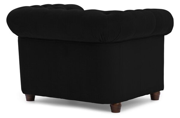 Czarny aksamitny fotel typu chesterfield York Blik – Ropez