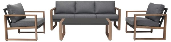 Zestaw Mebli Ogrodowych DUISBURG Sofa Fotel Stolik ANTRACYT / BRĄZOWY