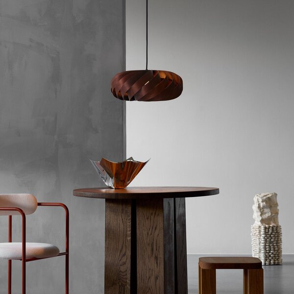 Lampa Wisząca Tom Rossau, brąz rdzawy, salon, drewno