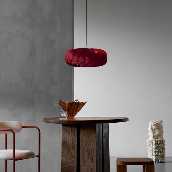 Lampa Wisząca Tom Rossau, czerwony, salon, drewno