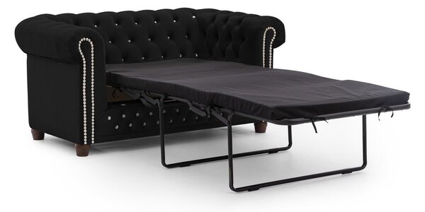 Czarna aksamitna rozkładana sofa 148 cm York Blik – Ropez