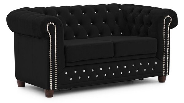 Czarna aksamitna rozkładana sofa 148 cm York Blik – Ropez