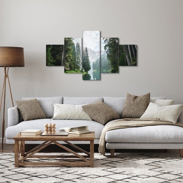 Obraz leśnego jeziora (125x70 cm)
