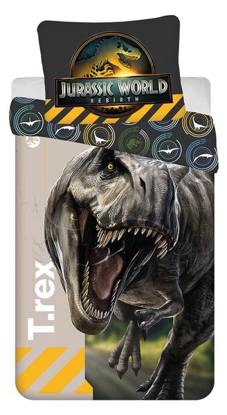 Bawełniana pościel dziecięca jednoosobowa 140x200 cm Jurassic World "T-Rex" – Jerry Fabrics