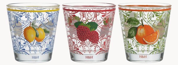 Komplet szklanek ze szkła Fruits, 3 elem