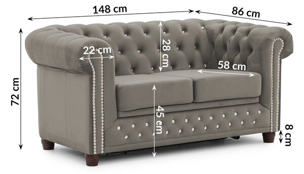 Szara aksamitna rozkładana sofa 148 cm York Blik – Ropez