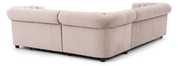 Beżowy aksamitny rozkładany narożnik (prawostronny/w kształcie litery L) York Blik – Ropez