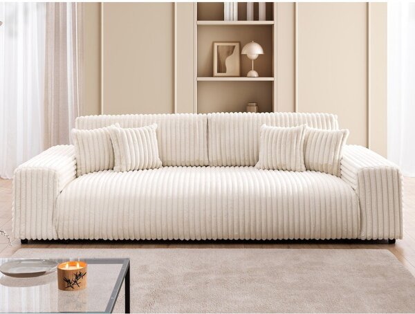 Kremowa sztruksowa rozkładana sofa ze schowkiem 260 cm Justin – Ropez