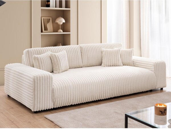 Kremowa sztruksowa rozkładana sofa ze schowkiem 260 cm Justin – Ropez