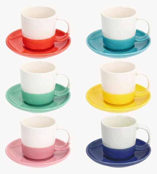 Komplet filiżanek ze spodkami z porcelany kostnej Rainbow, 12 elem