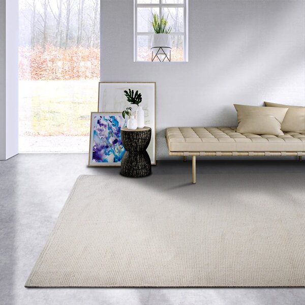 Kremowy dywan z mieszanki wełny tkany ręcznie 80x150 cm Pradesh Natural White – Elle Decoration