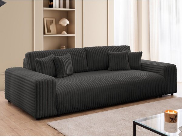 Ciemnoszara sztruksowa rozkładana sofa ze schowkiem 260 cm Justin – Ropez