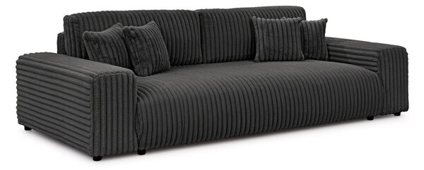 Ciemnoszara sztruksowa rozkładana sofa ze schowkiem 260 cm Justin – Ropez