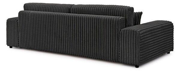 Ciemnoszara sztruksowa rozkładana sofa ze schowkiem 260 cm Justin – Ropez