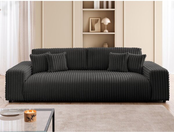 Ciemnoszara sztruksowa rozkładana sofa ze schowkiem 260 cm Justin – Ropez