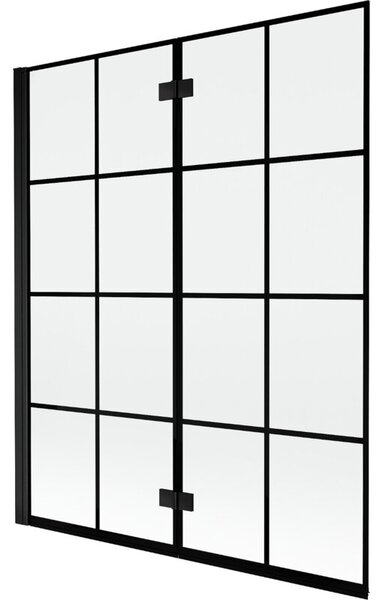 Mexen Mist parawan nawannowy 2-skrzydłowy lewy 140 x 150 cm, czarna kratka, czarny - 8A9-140-002-70-77-L