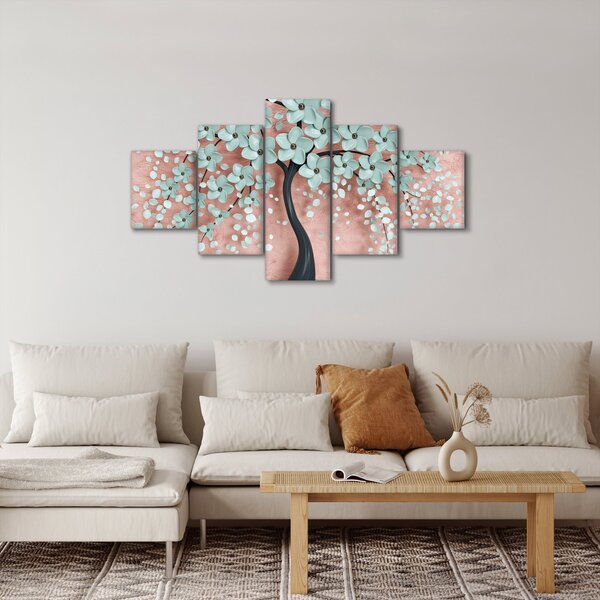 Obraz - Pastelowe niebieskie kwiaty (125x70 cm)