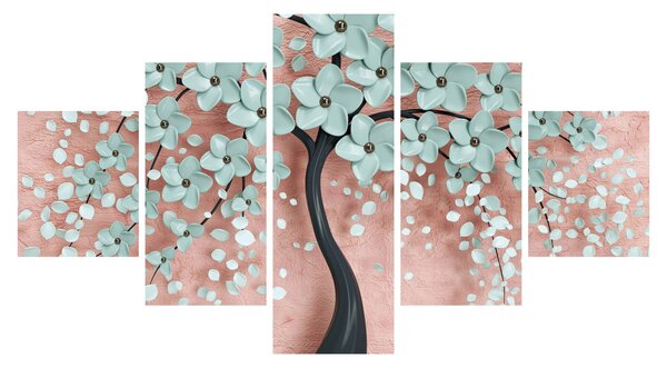 Obraz - Pastelowe niebieskie kwiaty (125x70 cm)