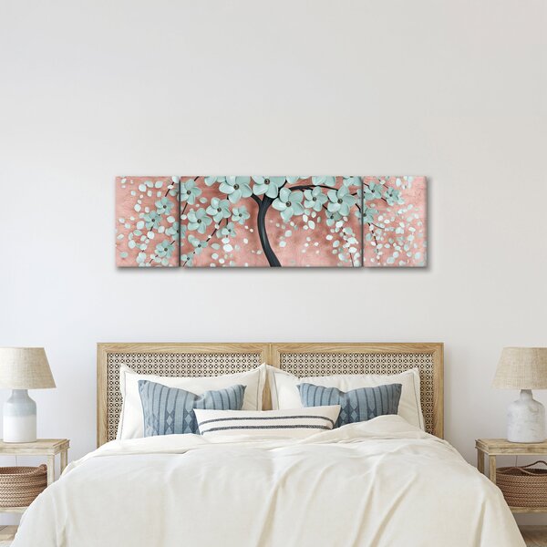 Obraz - Pastelowe niebieskie kwiaty (170x50 cm)