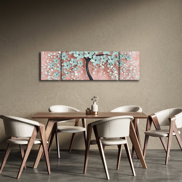 Obraz - Pastelowe niebieskie kwiaty (170x50 cm)