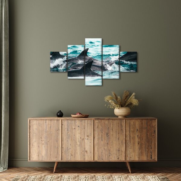 Obraz - Delfiny w oceanie (125x70 cm)