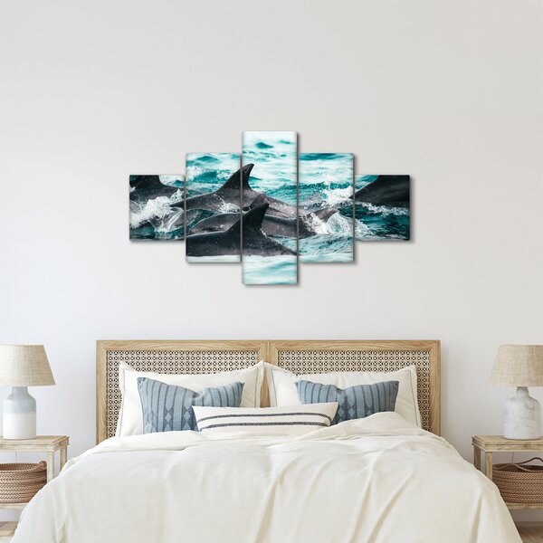 Obraz - Delfiny w oceanie (125x70 cm)