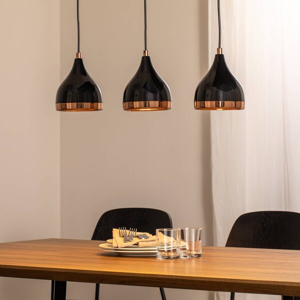 Lampa wisząca Yildo Opviq, możliwość ściemniania, czarny, salon / jadalnia, metal