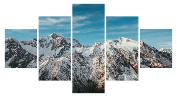 Obraz ośnieżonych szczytów, Fiordland (125x70 cm)