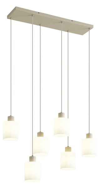 Skandynawska lampa wisząca beżowa z białym szkłem 6-punktowa - Wisp