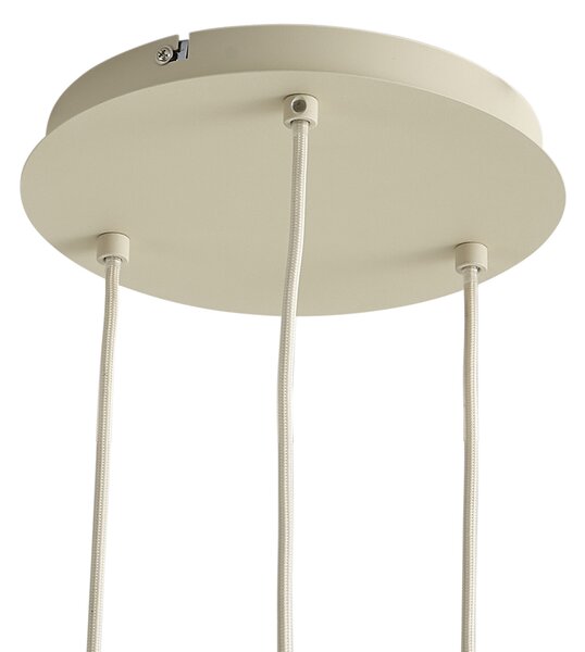 Skandynawska lampa wisząca beżowa z białym okrągłym szkłem, 3-źródła światła - Wisp