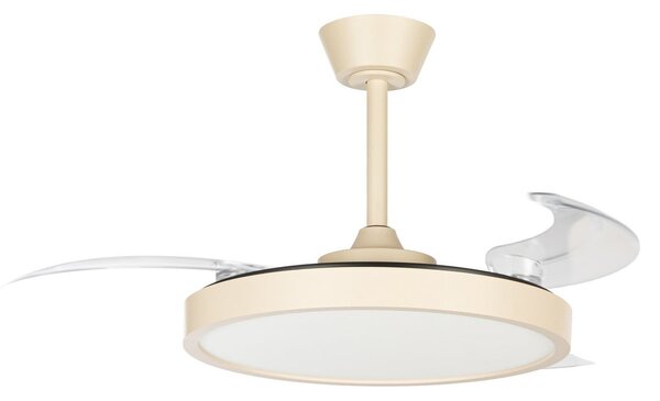 Wentylator sufitowy LED Orasu, Ø 107 cm, beżowy, CCT – Lindby Lindby, Orasu, beżowy, salon, metal, nowoczesny