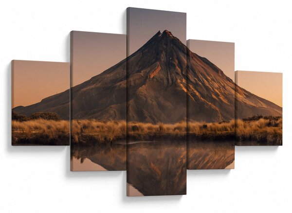 Obraz odbicia góry Taranaki, Nowa Zelandia (125x70 cm)