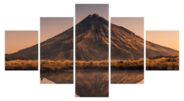 Obraz odbicia góry Taranaki, Nowa Zelandia (125x70 cm)