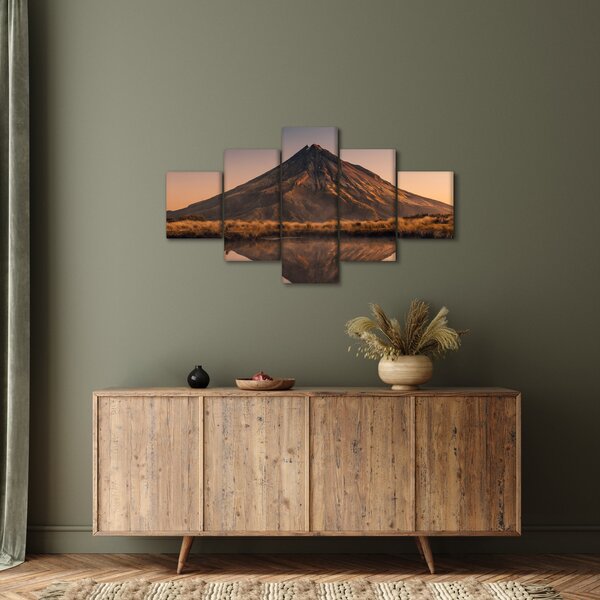 Obraz odbicia góry Taranaki, Nowa Zelandia (125x70 cm)