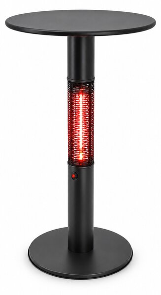 Ogrzewany stół barowy z promiennikiem podczerwieni, wysokość 1130 mm, 1500 W, Ø 600 mm, czarny