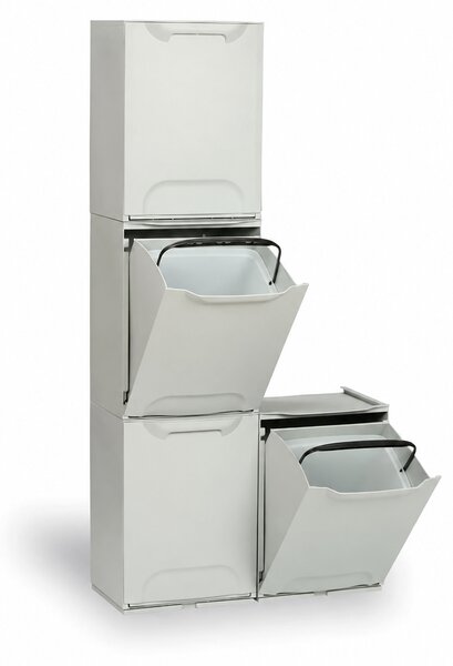 4 plastikowe kosze na śmieci segregowane, 20 L, 340 x 290 x 470 mm