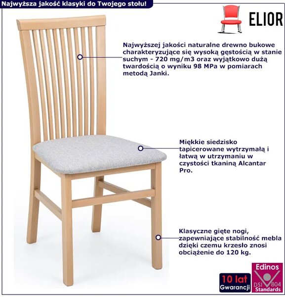 Drewniane Krzesło Z Tapicerowanym Siedziskiem Dąb Artisan + Szary T7-Z67