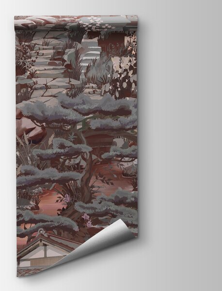 Fototapeta Krajobraz z budynkami i górami, Fototapety Ogrody japońskie, Popularne Fototapety, t01062v3 - Tapeko.pl