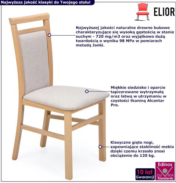 Drewniane krzesło w stylu klasycznym dąb artisan + beżowy H2-R85