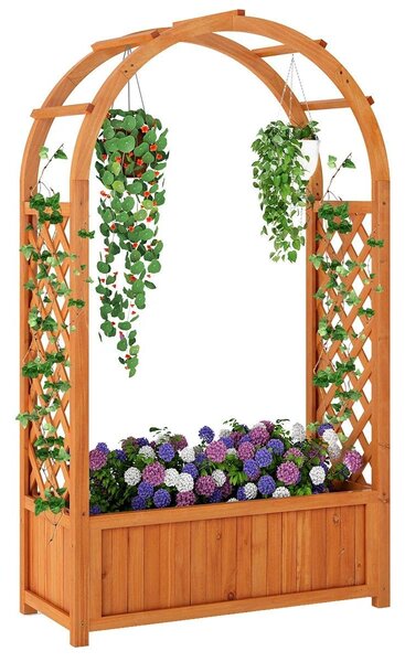 Drewniana skrzynia ogrodowa pergola z łukiem