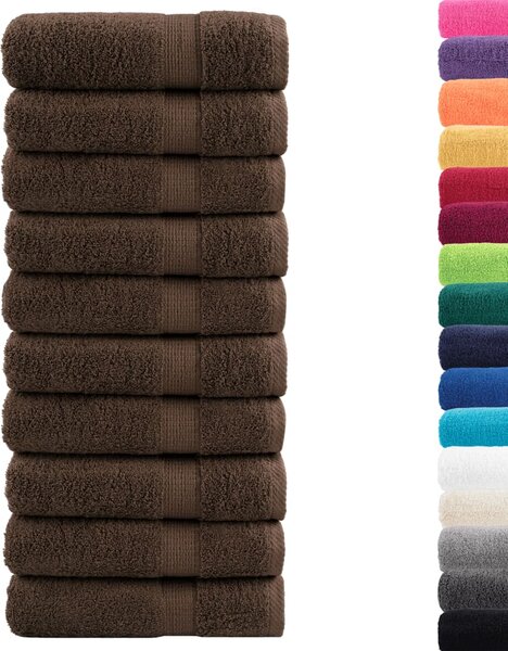 Ręczniki premium, SOLUND, 10 szt., brązowe, 70x140 cm, 600 g/m²