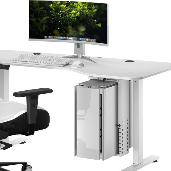 Uchwyt na komputer pod biurko, regulowany, metalowy, biały: PC HOLDER