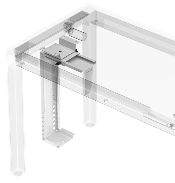 Uchwyt na komputer pod biurko, regulowany, metalowy, biały: PC HOLDER