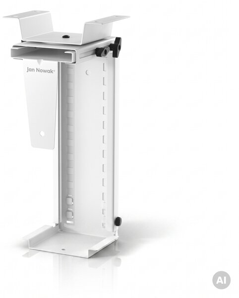 Uchwyt na komputer pod biurko, regulowany, metalowy, biały: PC HOLDER