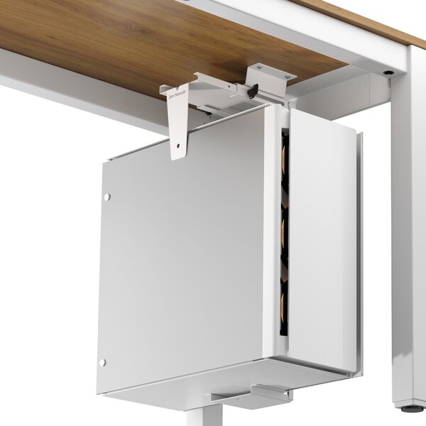 Uchwyt na komputer pod biurko, regulowany, metalowy, biały: PC HOLDER