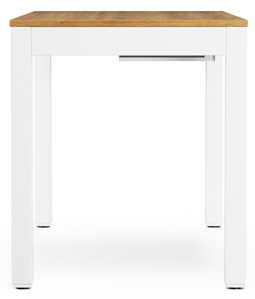 Biurko regulowane elektrycznie podnoszone białe/złoty dąb, 120x63 cm: EVAN