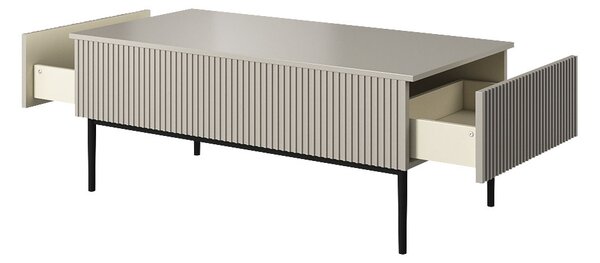 Stolik kawowy Nicole 120 cm z szufladami - kaszmir / czarne nóżki