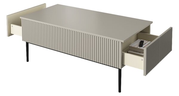 Stolik kawowy Nicole 120 cm z szufladami - kaszmir / czarne nóżki