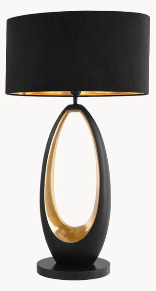 Lampa stołowa z marmurową podstawą i kloszem z aksamitu Volo