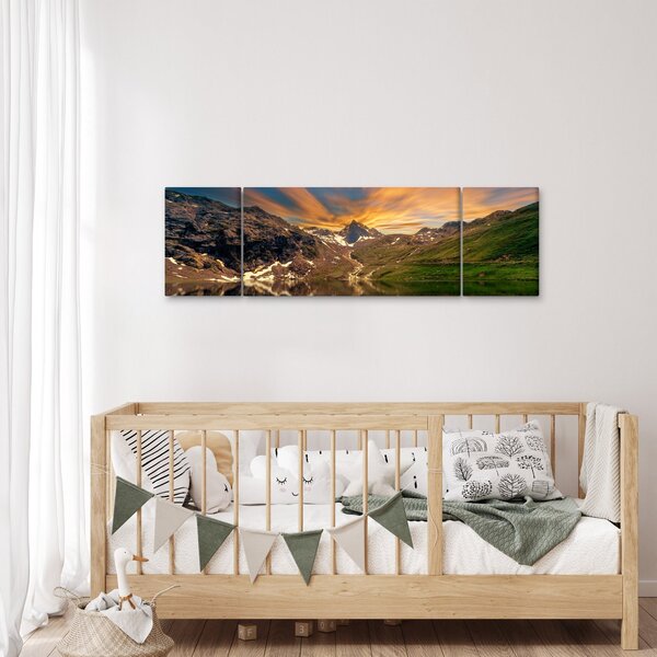 Obraz - Odbicie w górskim jeziorze (170x50 cm)
